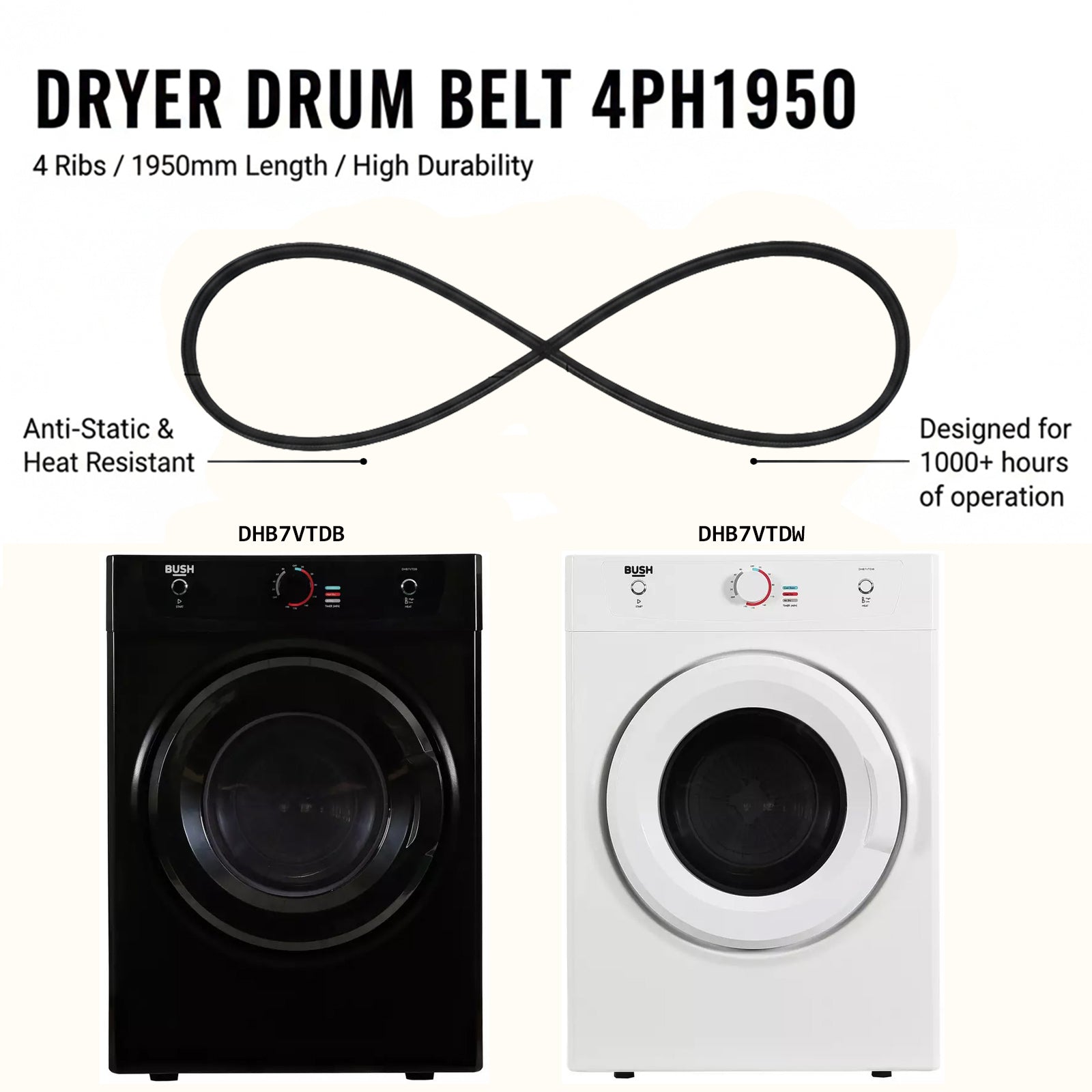 BUSH Tumble Dryer Belt Drum BELT DHB7VTDB DHB7VTDW TDV7NDW TDV7NBB