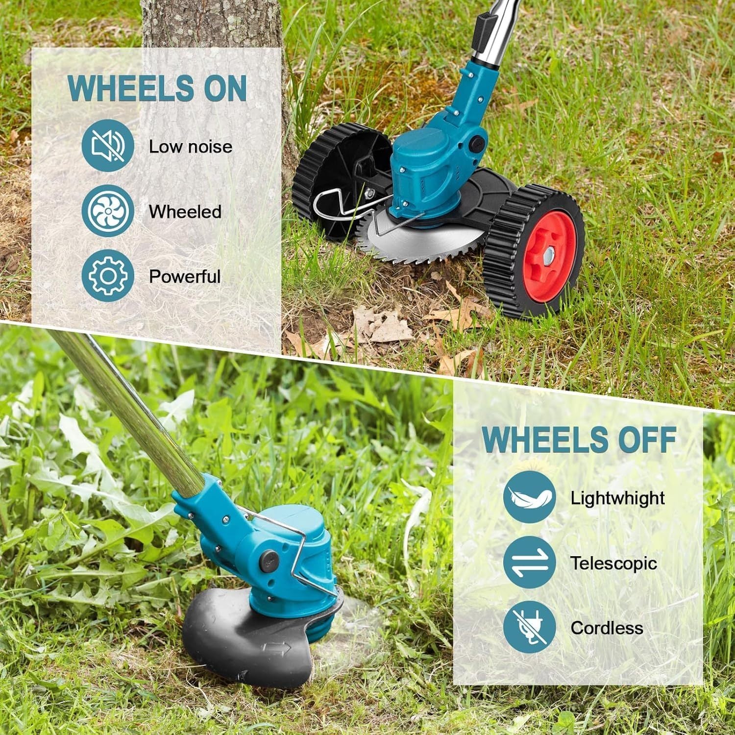 Electric Weed Wacker Cordless Lawn Edger With 2000mAh Li-Ion Battery